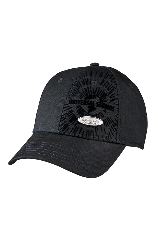 Image for Universal Studios Black Flock Logo Adult Cap from UNIVERSAL ORLANDO