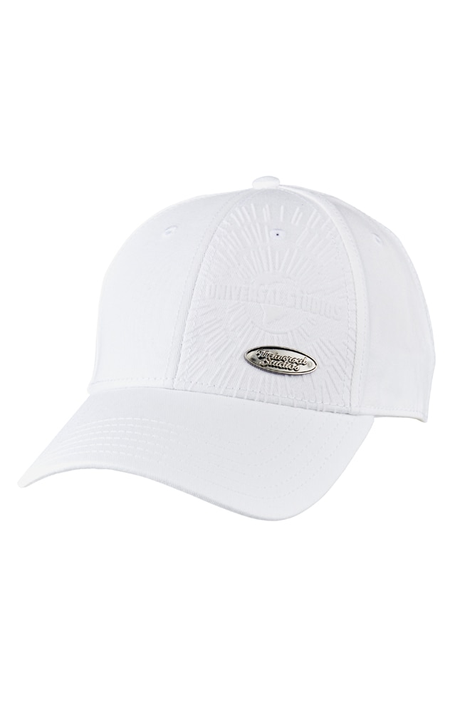 Image for Universal Studios White Flock Logo Adult Cap from UNIVERSAL ORLANDO