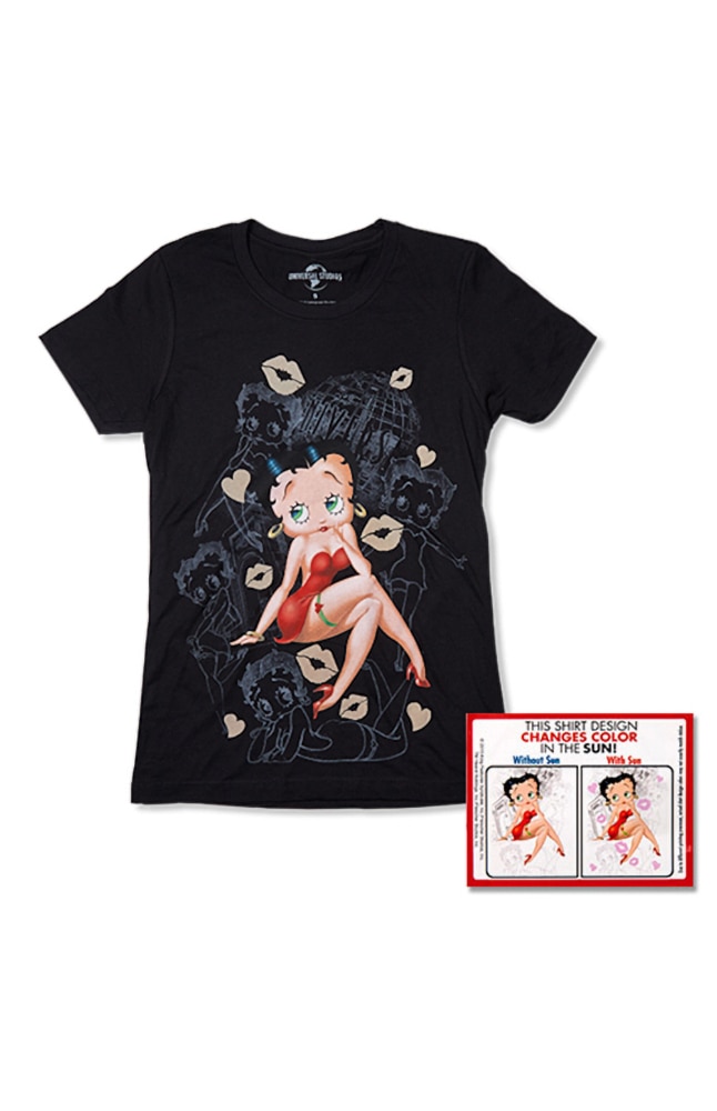 Image for Betty Boop&trade; Color-Changing Ladies Black T-Shirt from UNIVERSAL ORLANDO