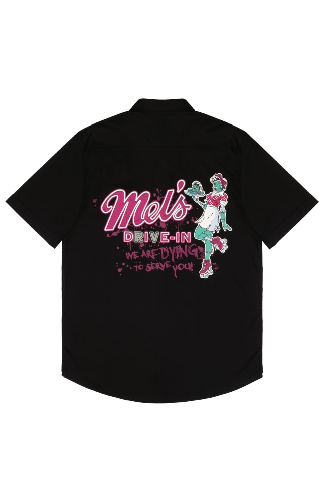 Image for Halloween Horror Nights 2025 Mel&apos;s Die-In Adult Camp Shirt from UNIVERSAL ORLANDO