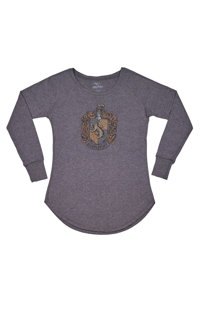 Image for Hufflepuff&trade; Ladies Rhinestone Crest Long-Sleeve T-Shirt from UNIVERSAL ORLANDO