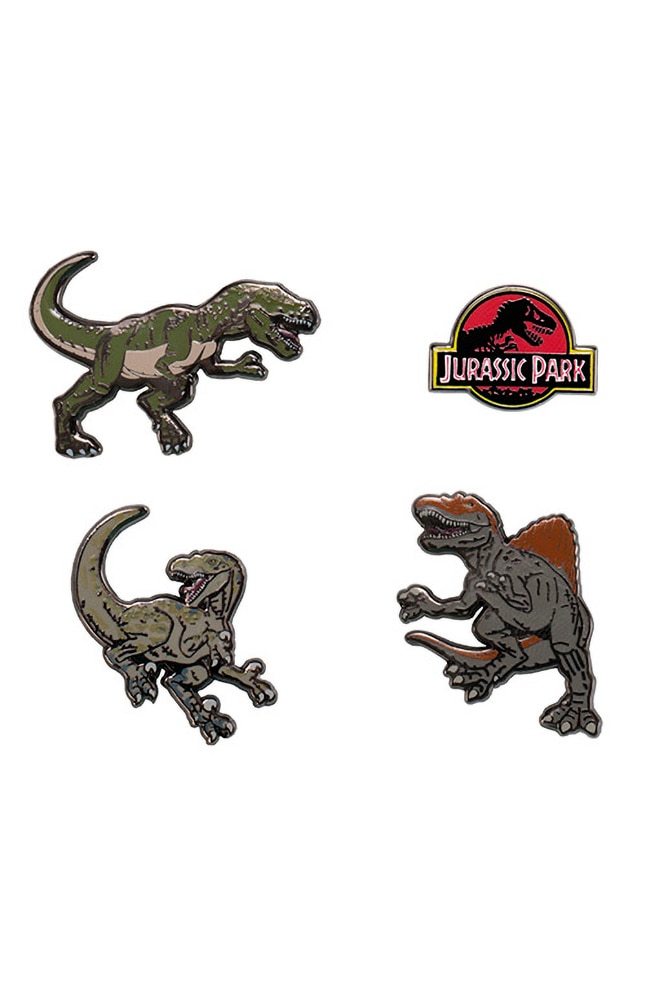 New Universal Studios Jurassic World Stegosaurus ID Set Of 4 Enamel Pins 