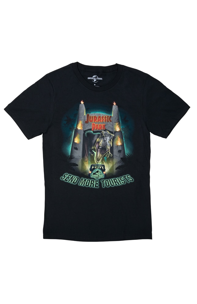 Image for Jurassic Park &quot;Send More Tourists&quot; Glow-in-the-Dark Adult T-Shirt from UNIVERSAL ORLANDO