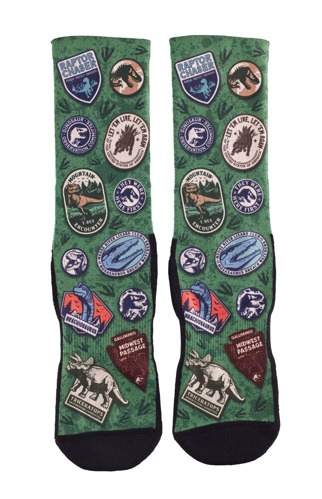Image for Jurassic World Badges Adult Socks from UNIVERSAL ORLANDO