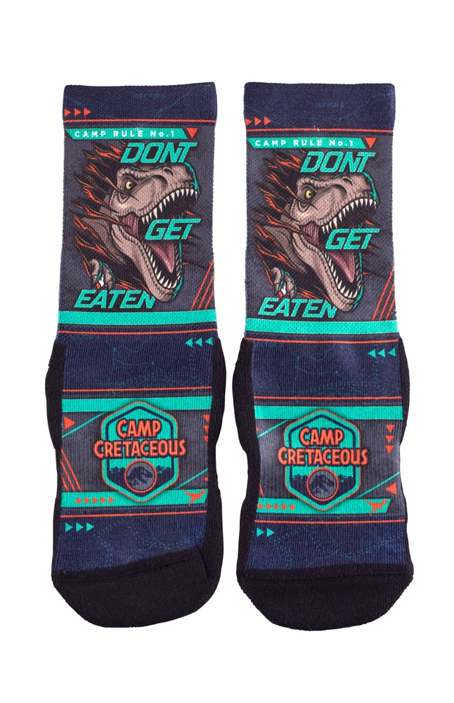 Image for Jurassic World Camp Cretaceous &quot;Don&apos;t Get Eaten&quot; Youth Socks from UNIVERSAL ORLANDO