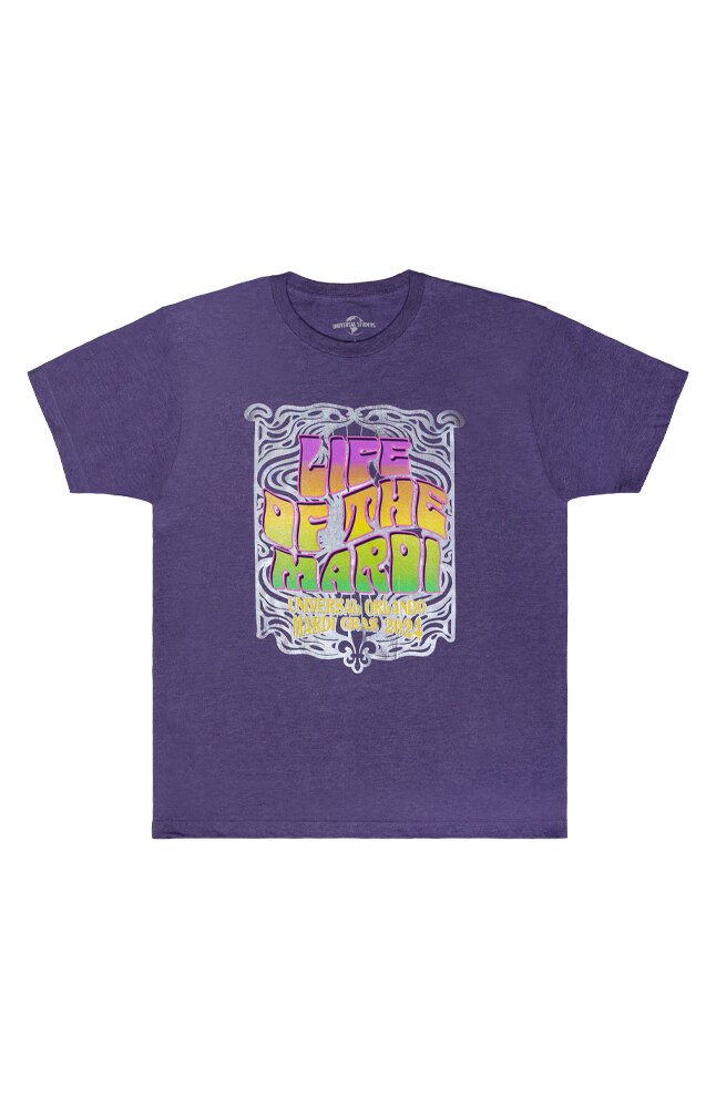 Image for Mardi Gras 2024 &quot;Life Of The Mardi&quot; Adult T-Shirt from UNIVERSAL ORLANDO
