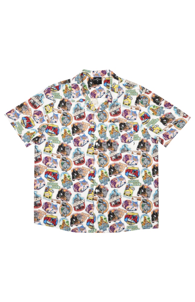 Image for Universal Studios Collage Adult Button-Up Shirt from UNIVERSAL ORLANDO