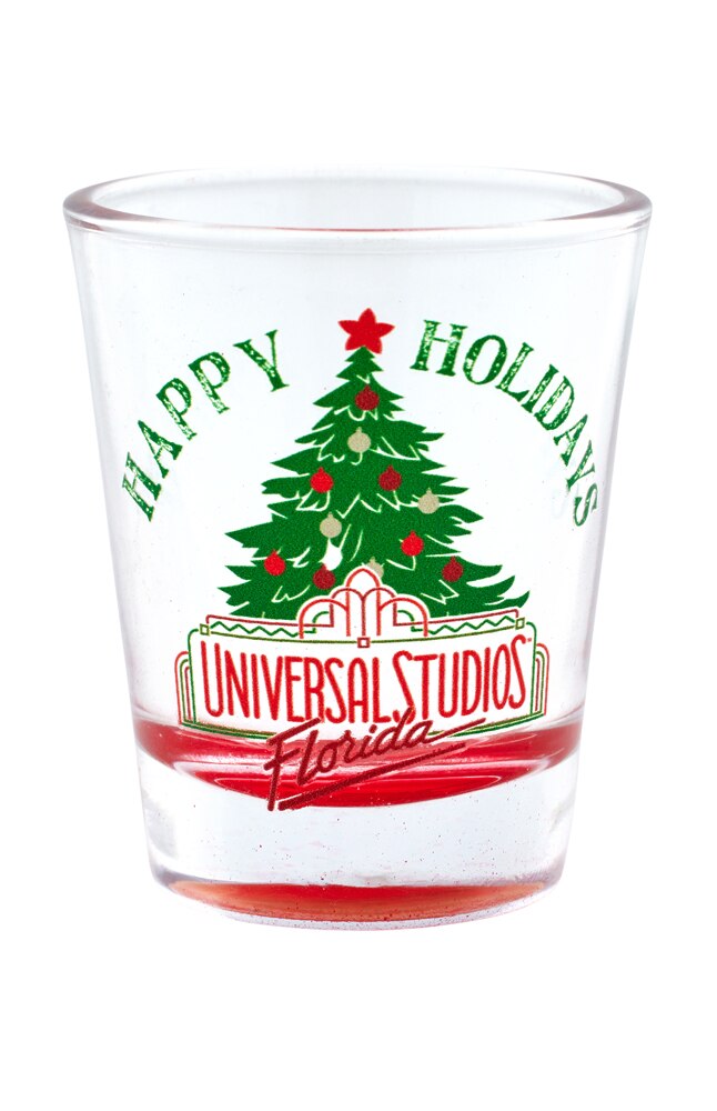 Image for Universal Studios Retro Happy Holidays Shot Glass from UNIVERSAL ORLANDO