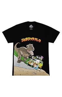 Jurassic Park Anime Attack Scene Adult T-Shirt
