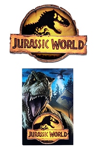 Jurassic World Amber Logo & T-Rex Magnet Set